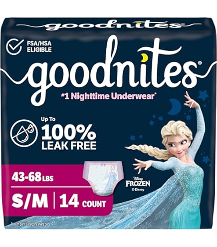 Amazon | GoodNites Bedtime Pants for Girls, Size Small/Medium, 44
